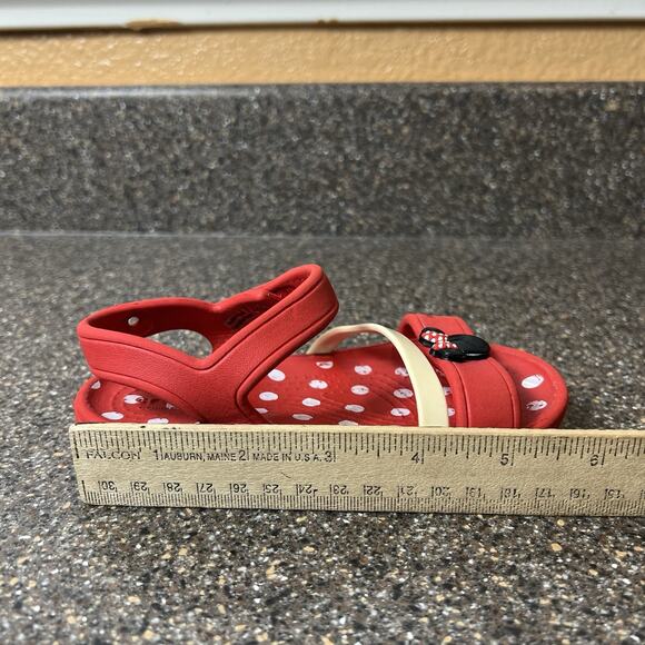 Crocs Toddler Little Girl 8 Red/Ivory Minnie Mouse Ankle Strap Sling Back Sandal - Picture 8 of 10